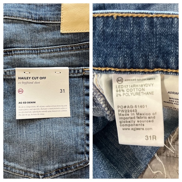 NWT AG Hailey Cut Off Ex Boyfriend Denim Shorts Medium Washed Blue Size 31 - Picture 13 of 15